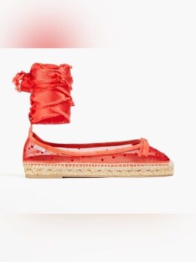 RED VALENTINO Ankle Strap Espadrilles US7 UK4 EU37 Red Polka Dot